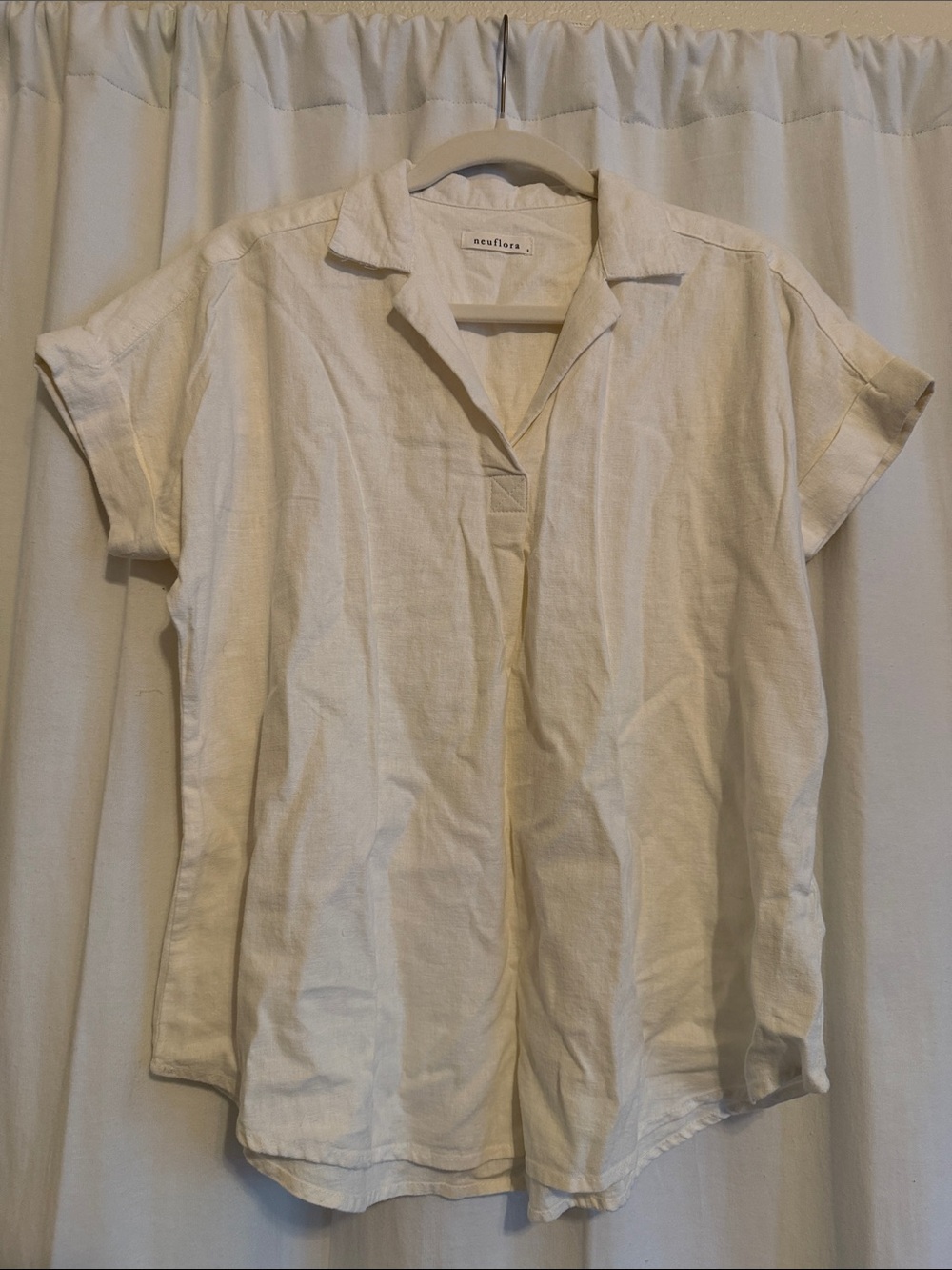 Neuflora Off White Linen Blend Blouse Size S